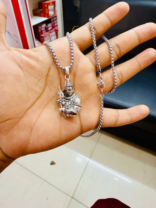 Lord Shiva With Trishul Pendant Chain